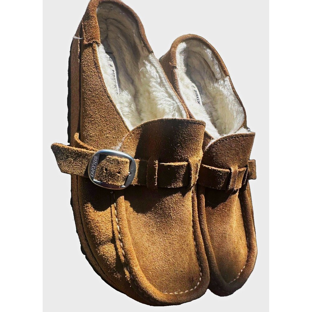 Birkenstock Zermatt Brown Suede Shearling Lined Mule Slippers Women’s 9